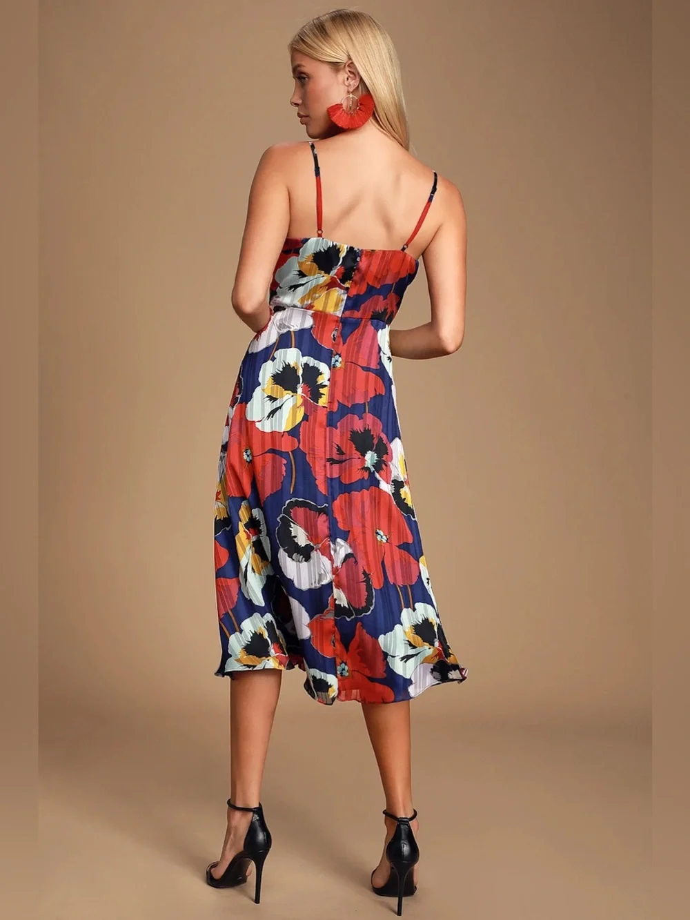 NWT Women’s LULUS All About Love Royal Blue floral midi dress- Size Small - Picture 2 of 7